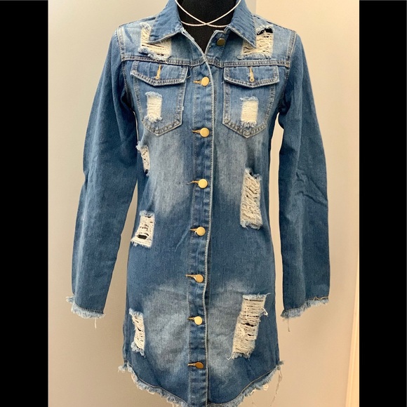 🦋 Denim Distressed Dress🦋 size M and XL - Picture 3 of 7
